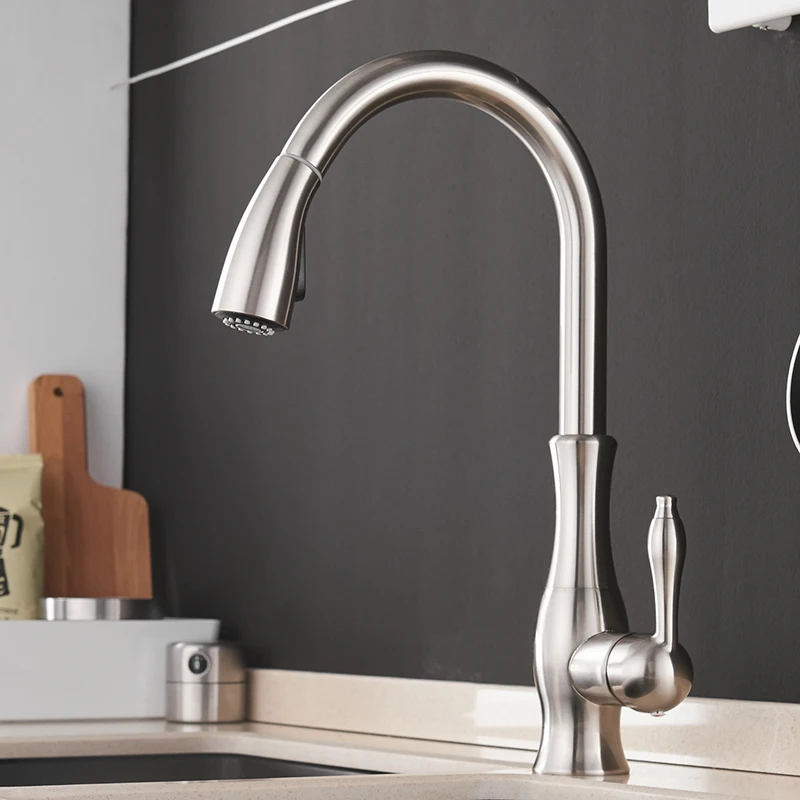 Kitchen Appliances Australia - Kitchen Faucet Silver Single Handle Pull-out