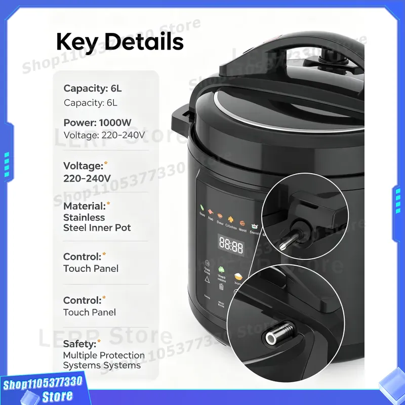 6L 8L Electric Pressure Cooker - огляд і ціна Kitchen Appliances Direct